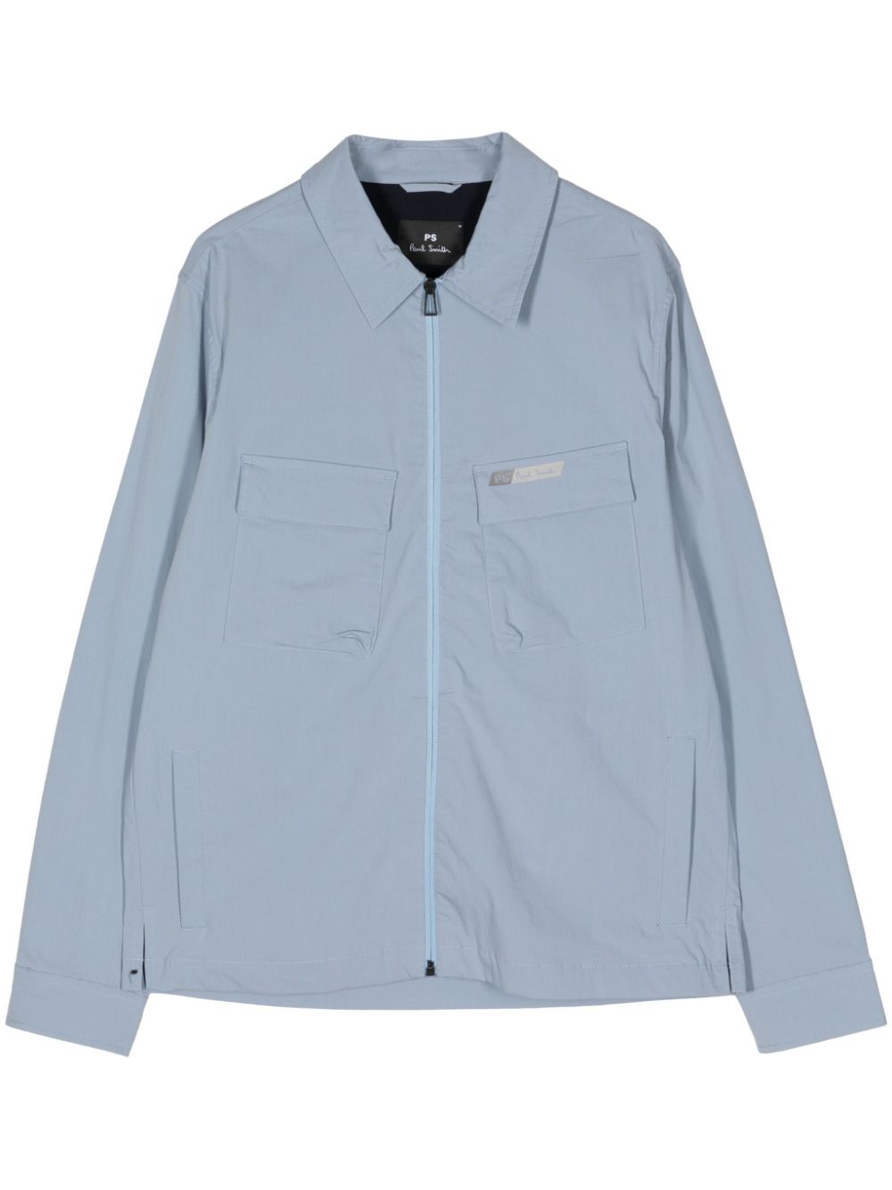 Logo-debossed zip-up jacket - Blue