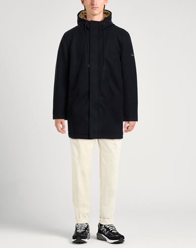 Jeans Man Coat Navy Size 3XL Polyester, Viscose, Wool