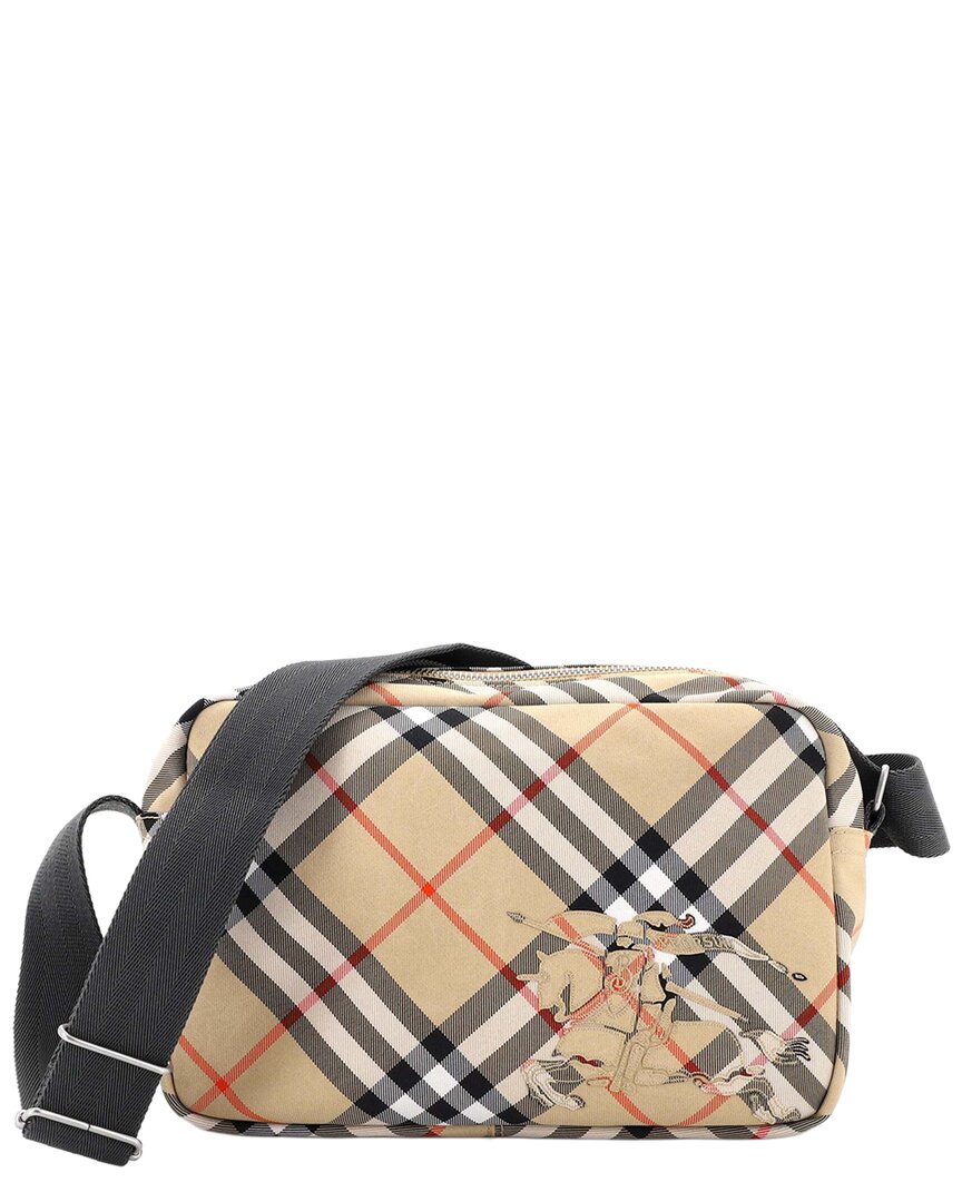 Brown Vintage Check Nylon Camera Crossbody (Authentic Pre-Loved)