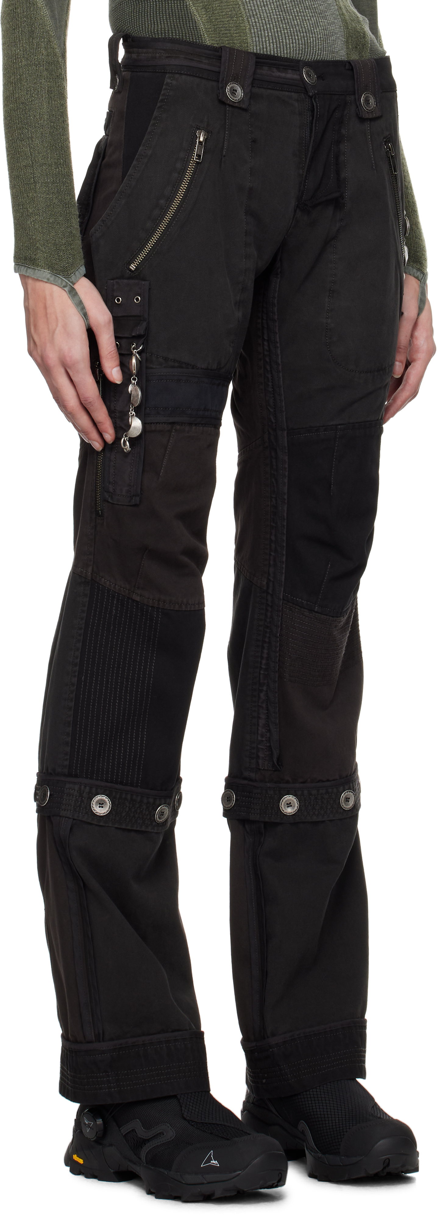 HYEIN SEO Black & Gray Convertible Patchwork Trousers