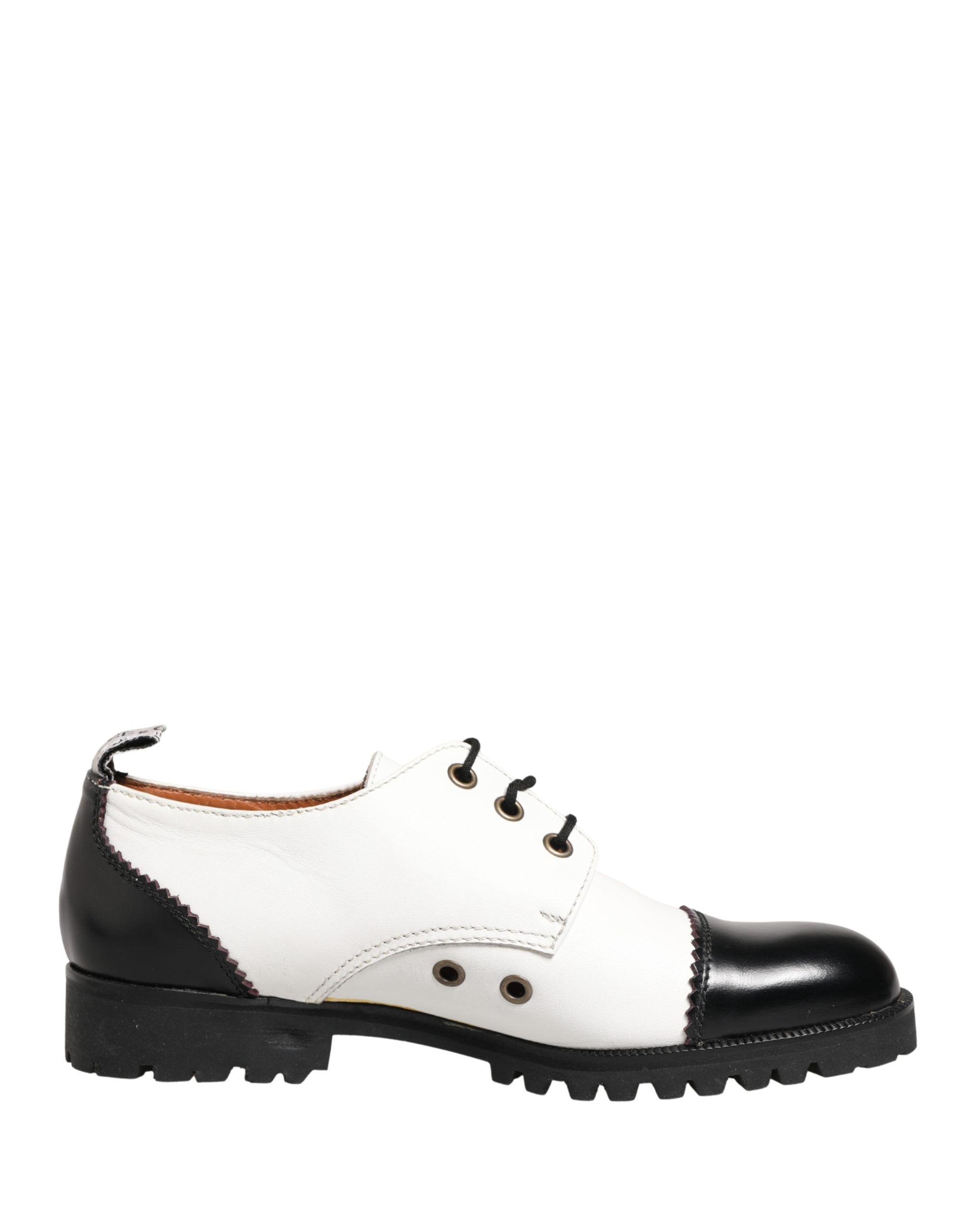 Cesare Paciotti Black White Leather Derby Women's Shoe