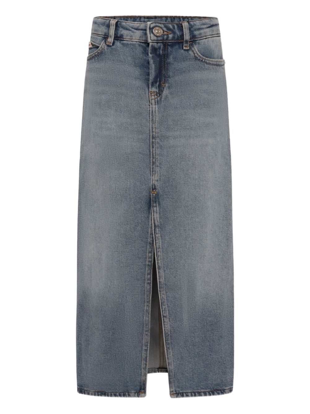 Front-slit denim maxi skirt - Blue