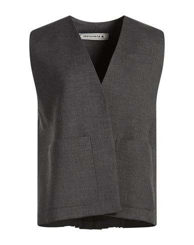 Woman Tailored Vest Charcoal Size 4 Polyester, Viscose, Elastane