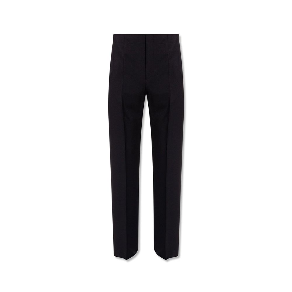 Cotton-Silk Blend Trousers — Black