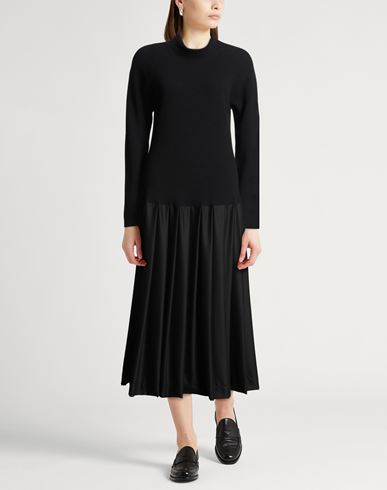 Woman Midi dress Black Size 4 Virgin Wool, Silk, Cashmere, Polyamide, Elastane
