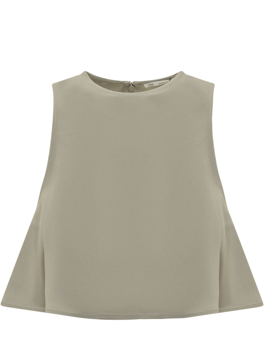 Ami Paris - acetate blend crew-neck flared top