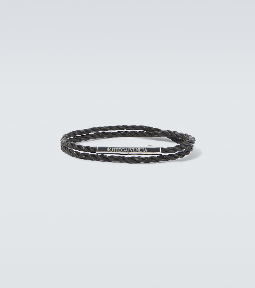 Leather sterling silver bracelet