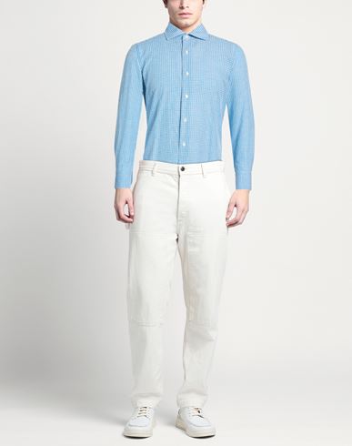 Man Shirt Azure Size 15 ¾ Cotton, Linen