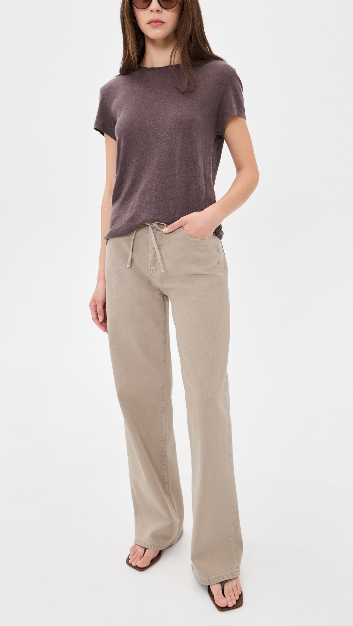 The Big Easy Pull On Wide Leg Jeans Sand Dollar