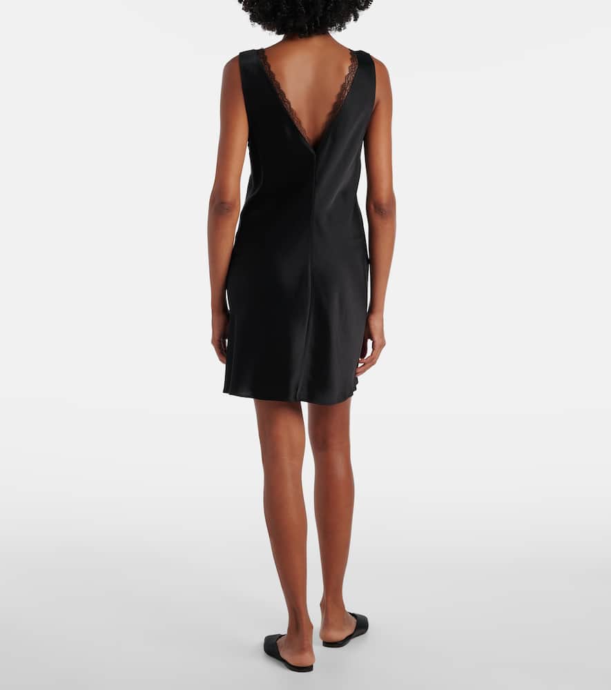 Barb lace-trimmed satin minidress