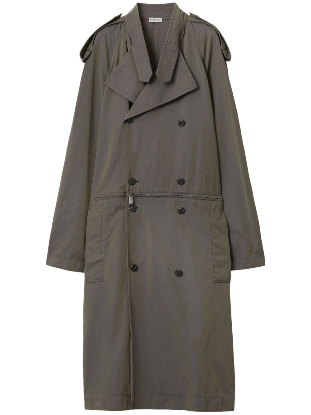 Cotton-linen blend trench dress - Grey
