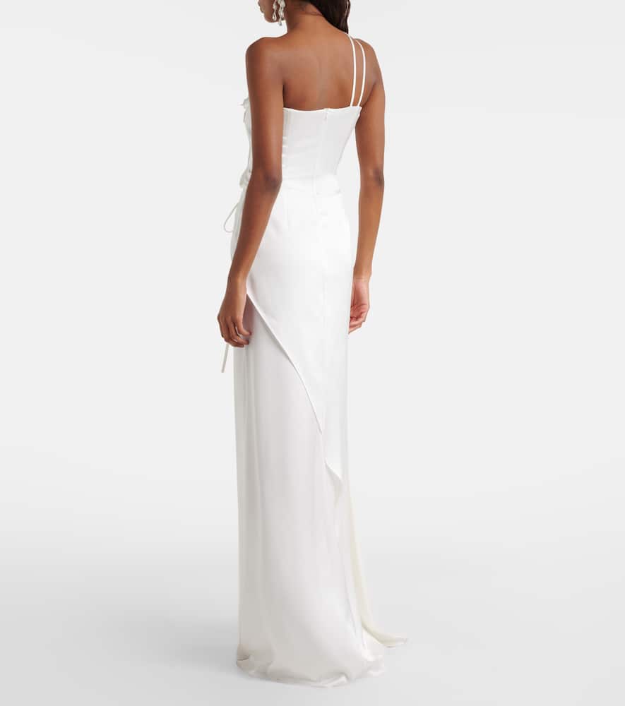 Floral-appliqué gown