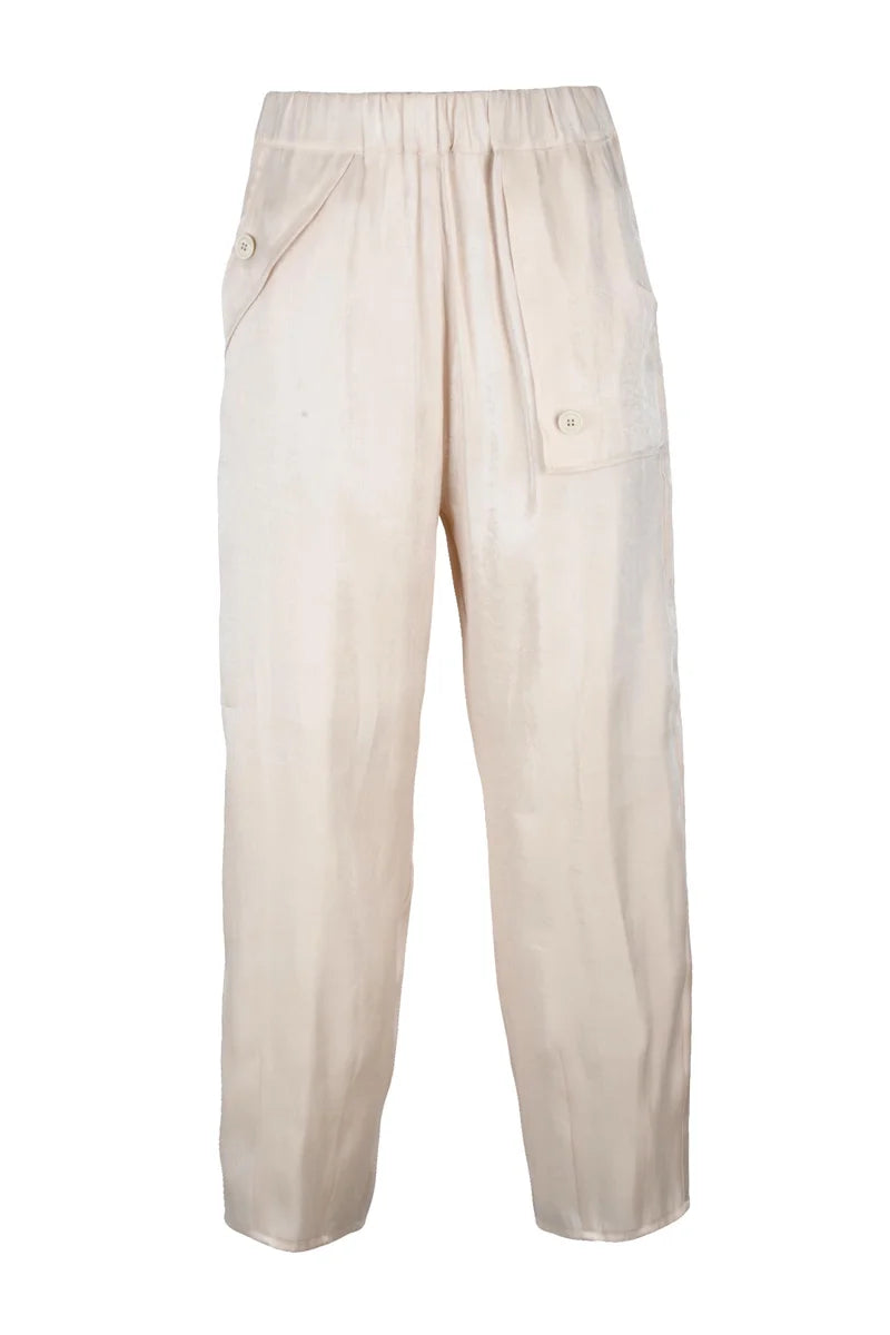 Satin Cargo Pants - Cream