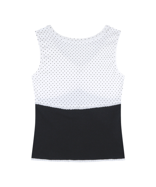 Dot Color Block Sleeveless White