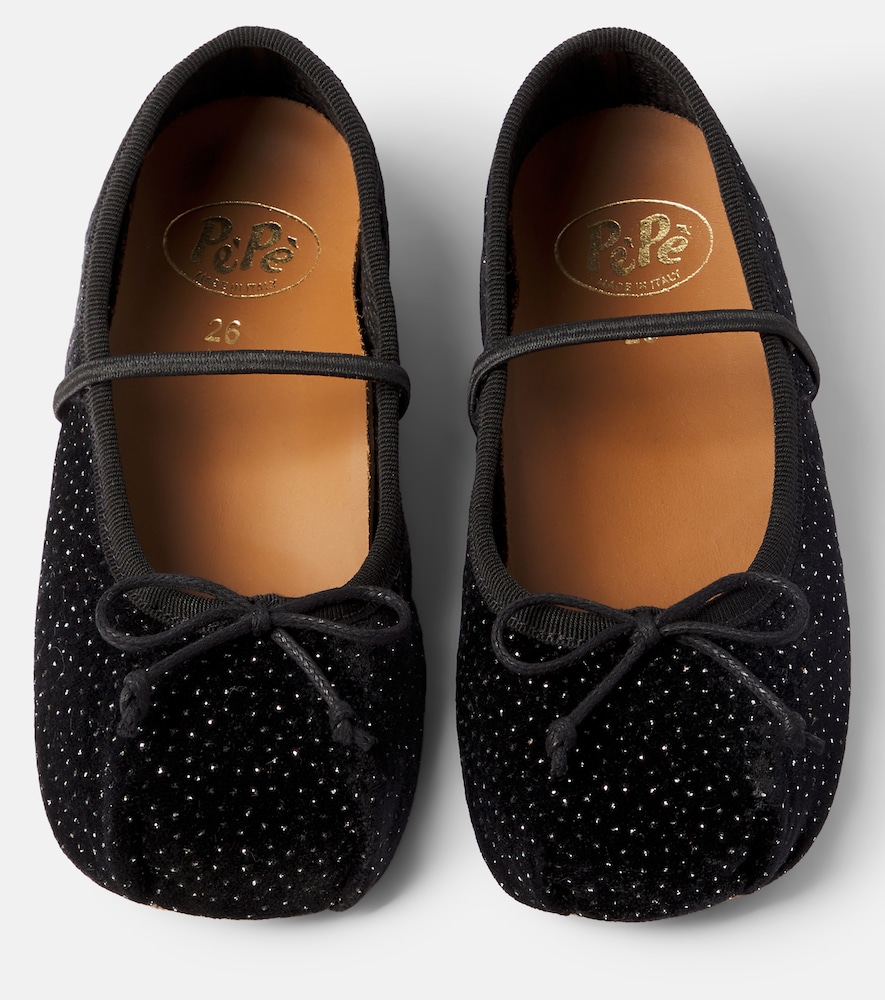 PèPè Embellished velvet ballet flats
