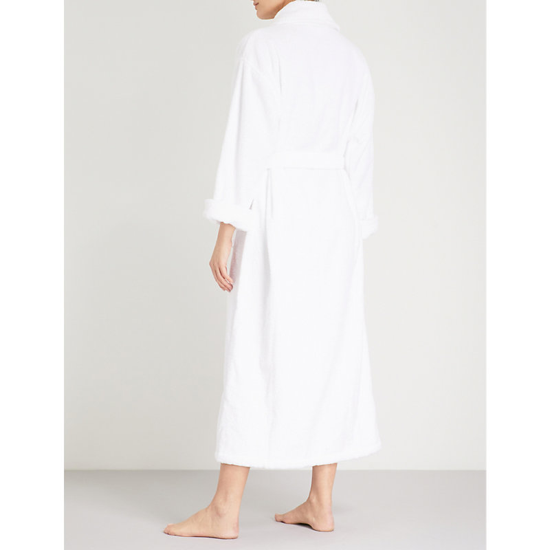 Womens White Cotton-towelling Dressing Gown