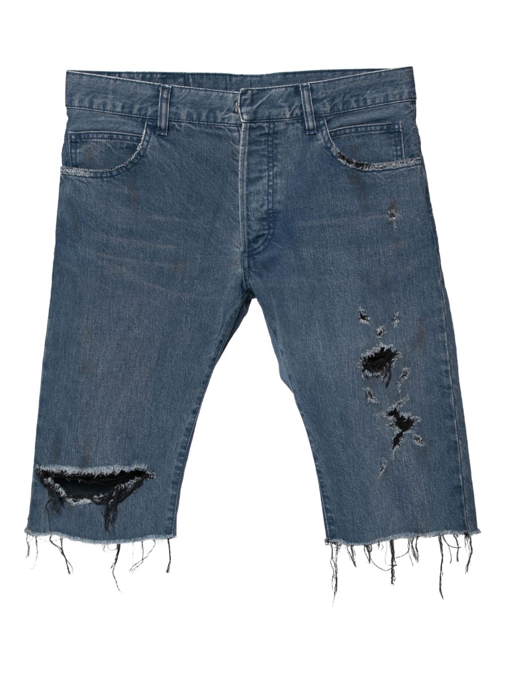 Ripped-detail denim shorts - Blue