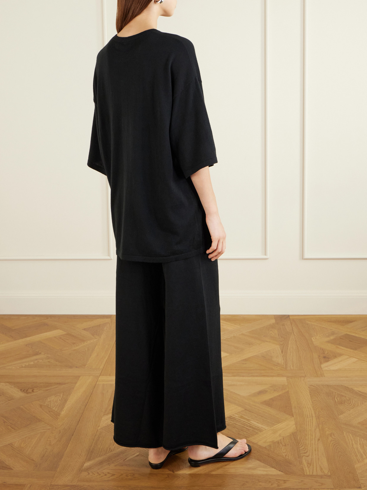 Agnette And Ainsley Cotton And Cashmere-blend Sweater And Pants Set - Black