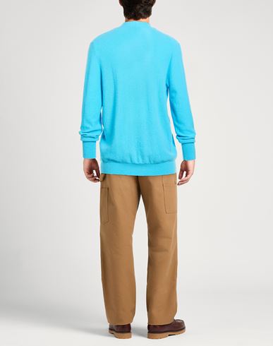 Maison Flâneur Man Cardigan Azure Size 40 Virgin Wool, Polyamide, Cashmere