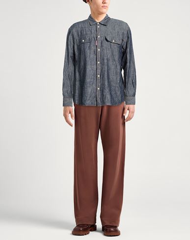 Man Denim shirt Blue Size 34 Cotton, Linen