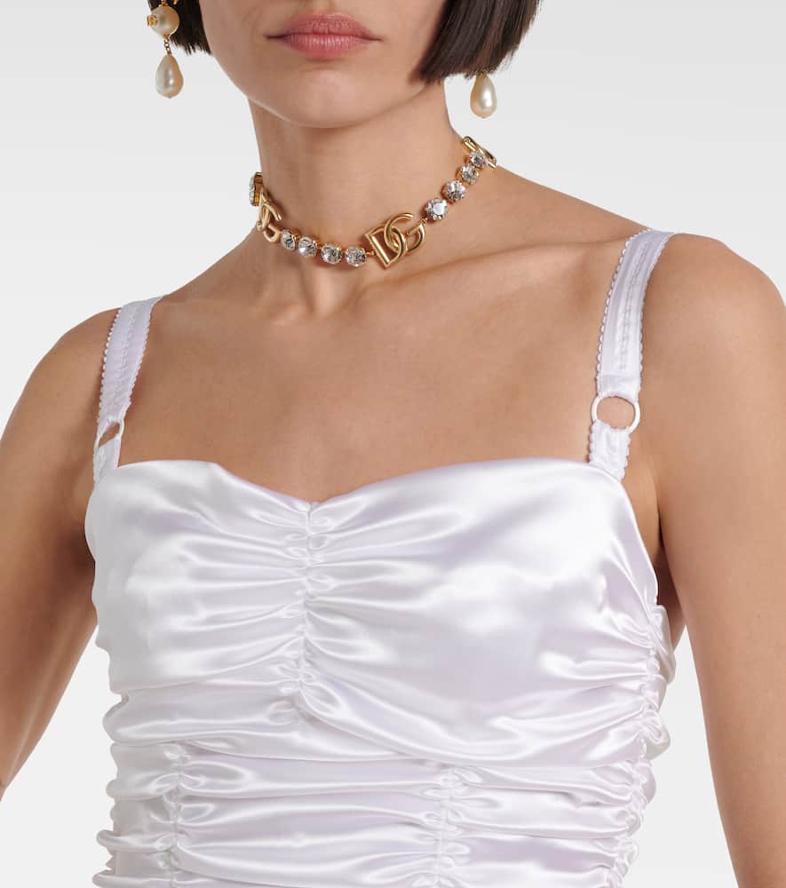 Ruched satin minidress