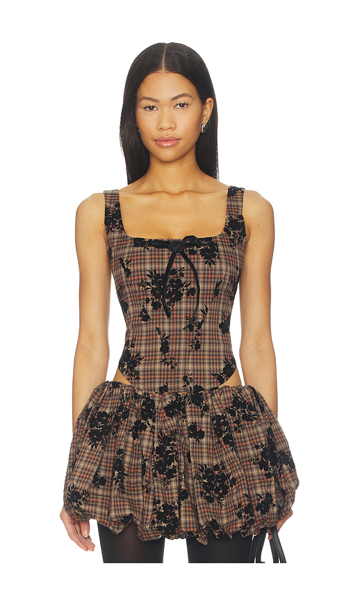 Zemeta CLASSY CHECK CORSET トップ - Brown. L. Also - M