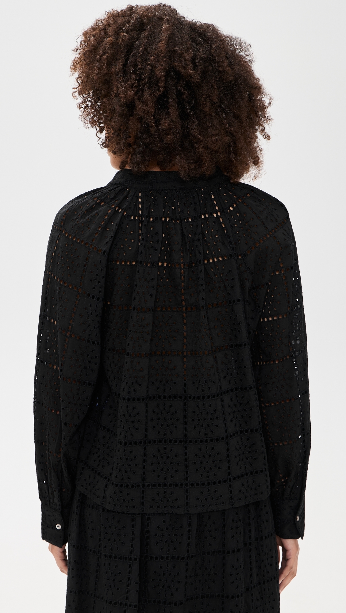 Francine Top Black Grid Embroidery