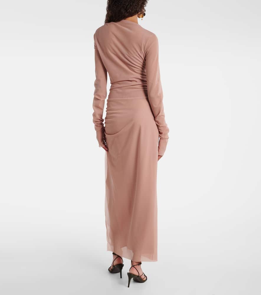 Ruby draped sheer maxi dress
