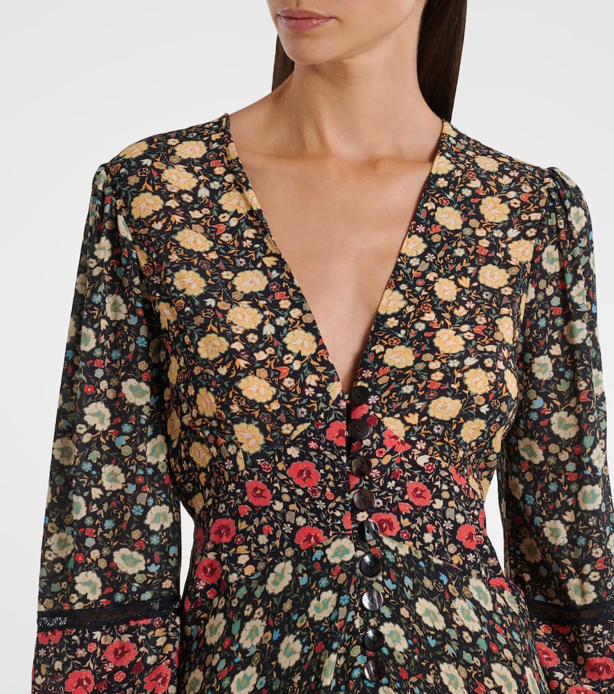 Raven printed crêpe de chine midi dress