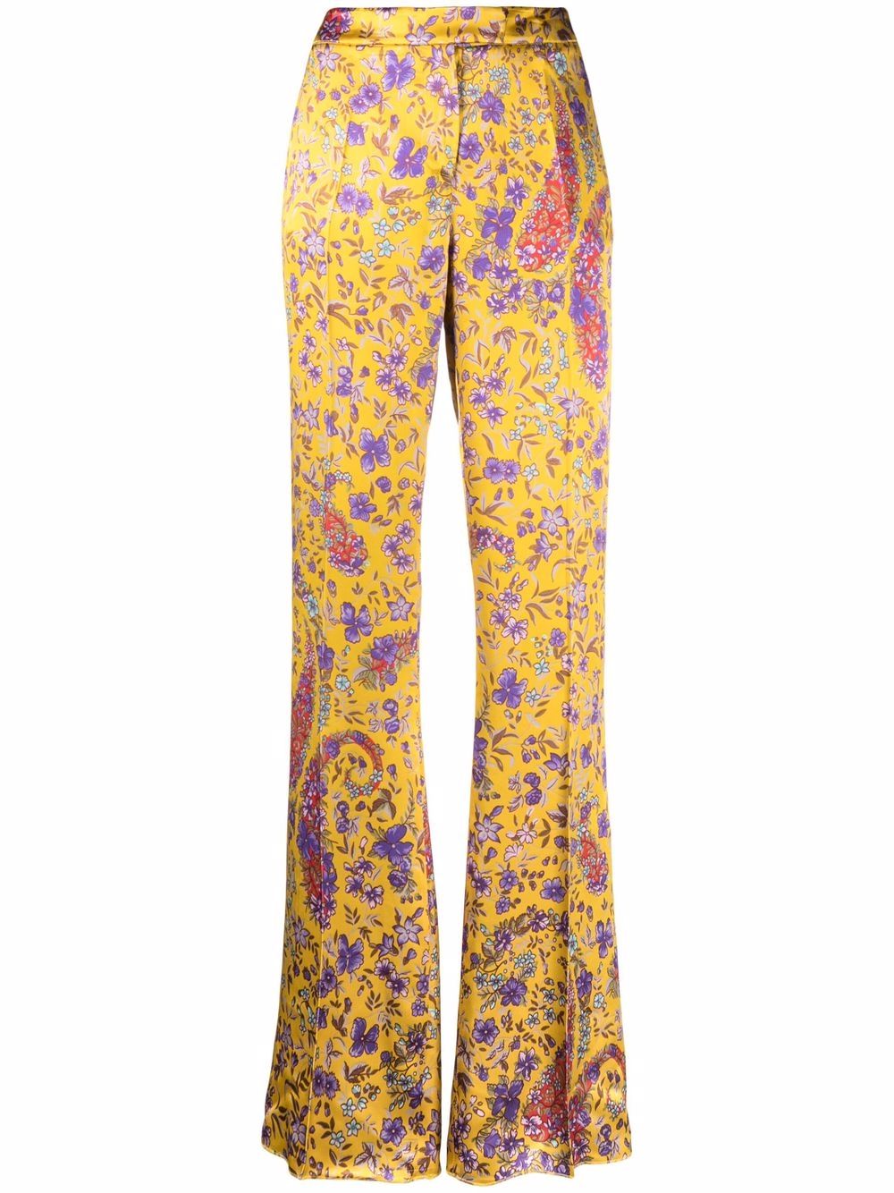 Floral-print flared trousers - Yellow