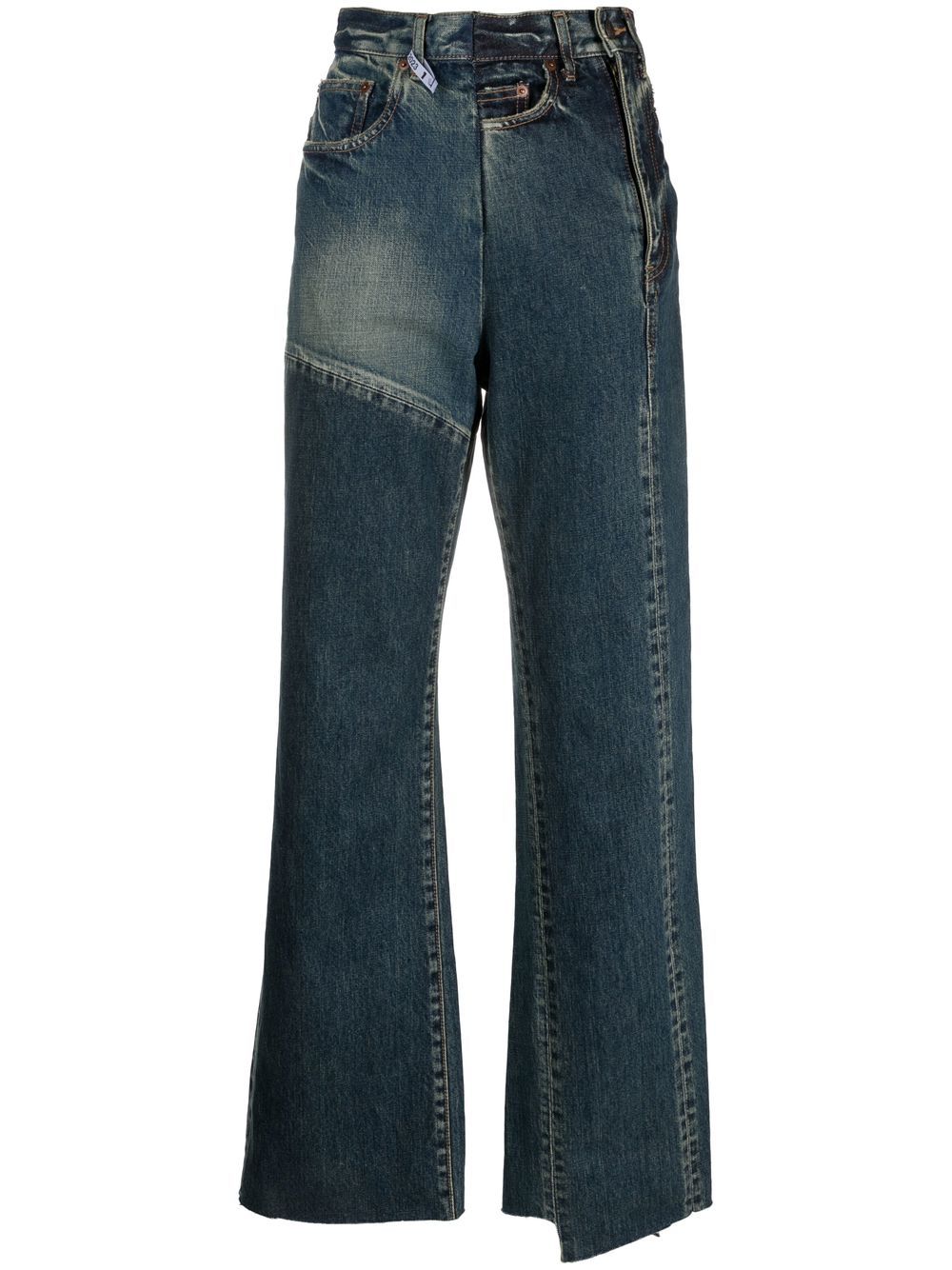 High-waist asymmetric denim trousers - Blue