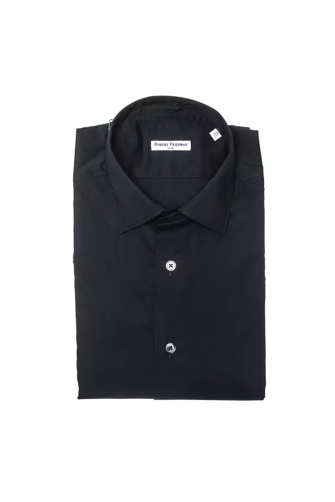 Robert Friedman Black Cotton Men Men's Shirt