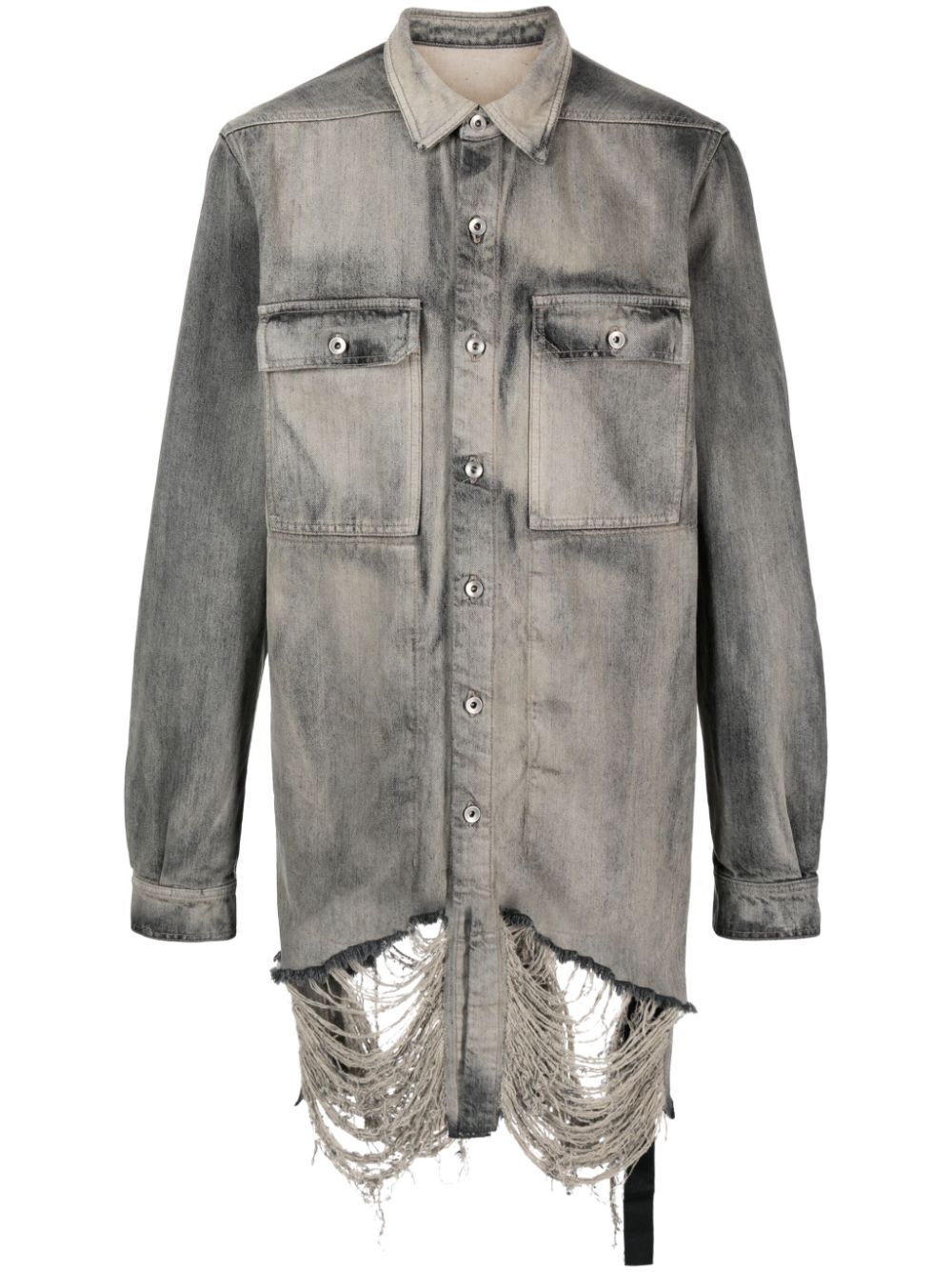 Ripped-detailing cotton shirt - Grey