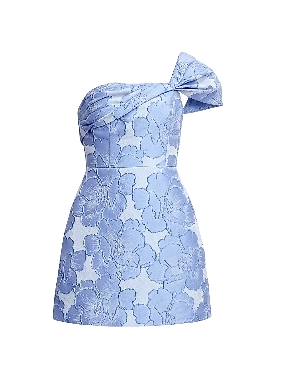 Women's Olive Floral Jacquard Cocktail Dress - Sky Multi