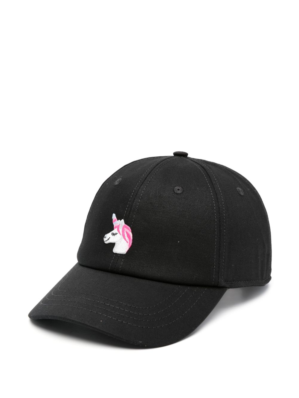 Unicorn-embroidery baseball cap - Black