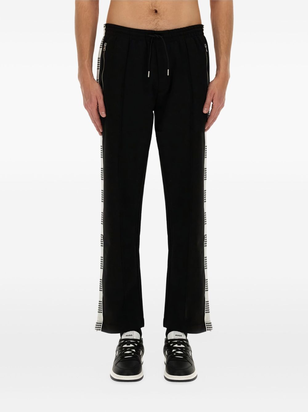 Tape-detail track pants - Black