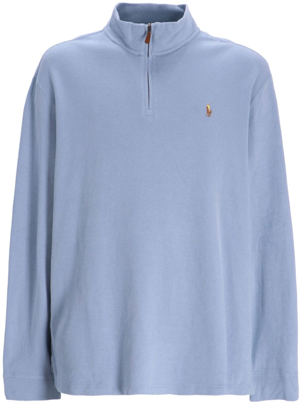Embroidered-logo cotton sweatshirt - Blue