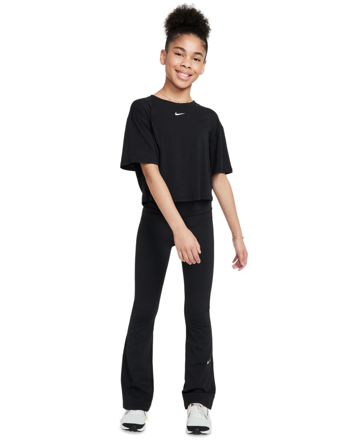 Girls' 7-16 One Relaxed Dri-Fit Short-Sleeve T-Shirt - Black/White