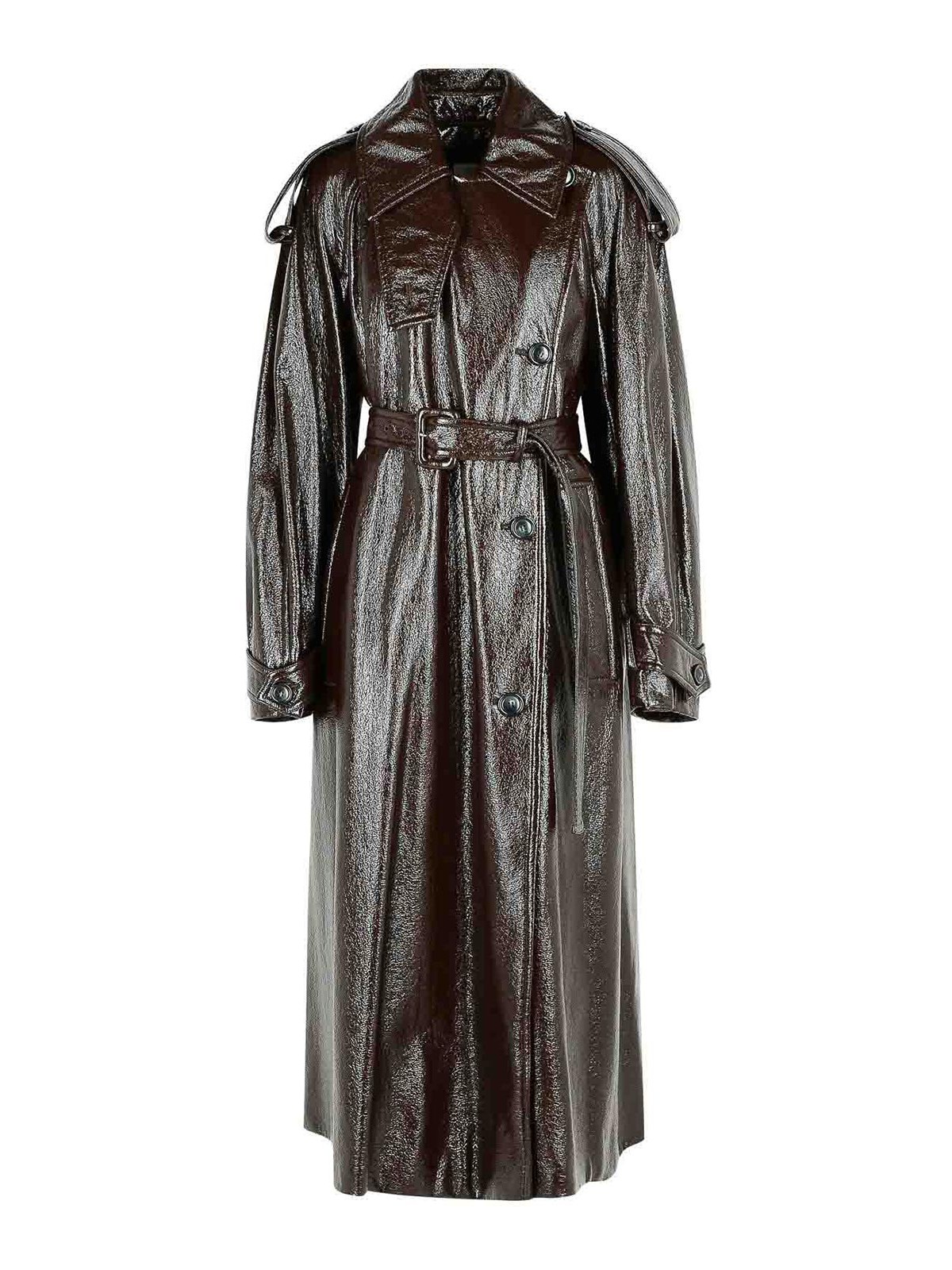 Long Patent Effect Trench Coat