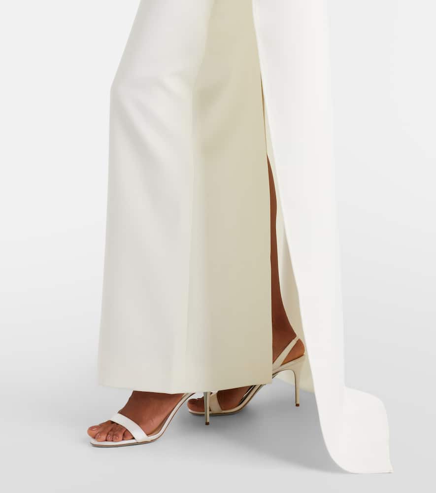 Crystal-embellished caped crêpe gown