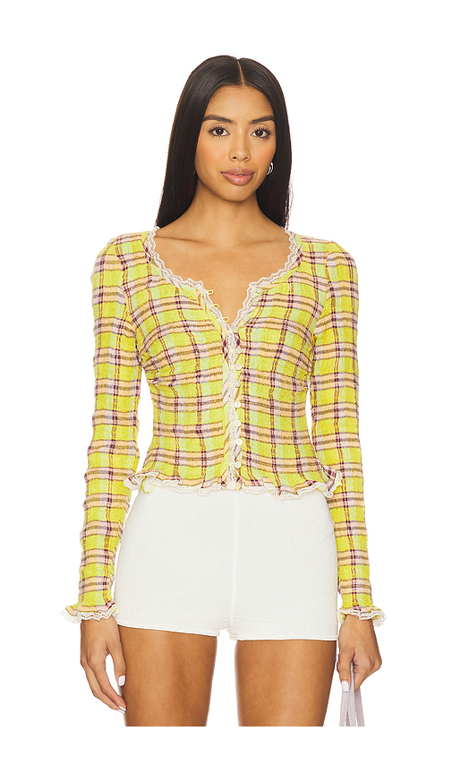 Free People x REVOLVE Elliot Smocked Top in Avocado Combo. XS also in L, M