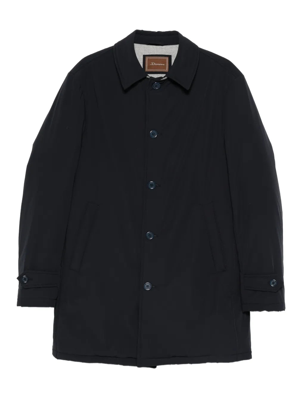 Buttoned Wool-Lined Coat — Black