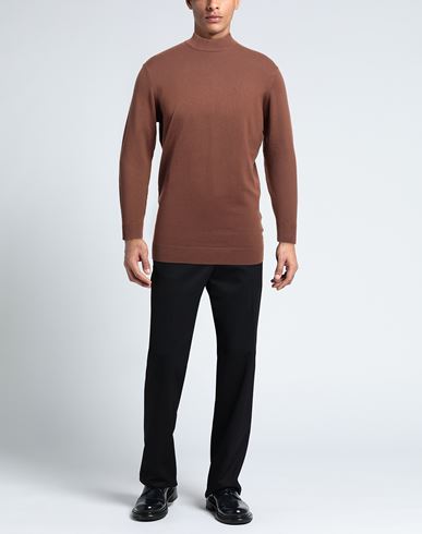 Man Turtleneck Brown Size XXL Viscose, Nylon