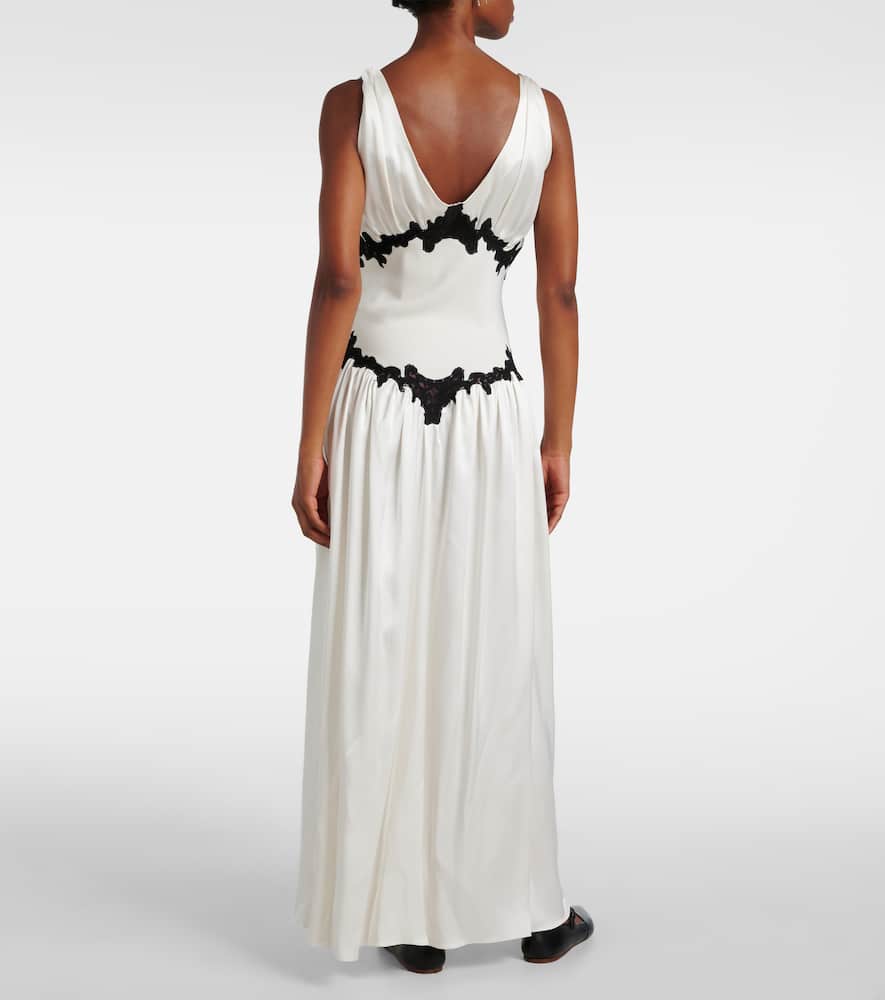 Highland embroidered silk gown