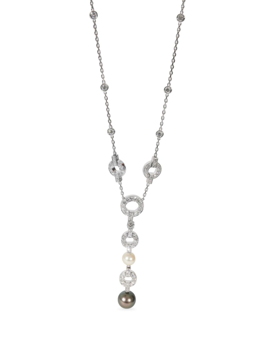 Pre-owned 18kt white gold Himalia diamond and pearl necklace - Silver
