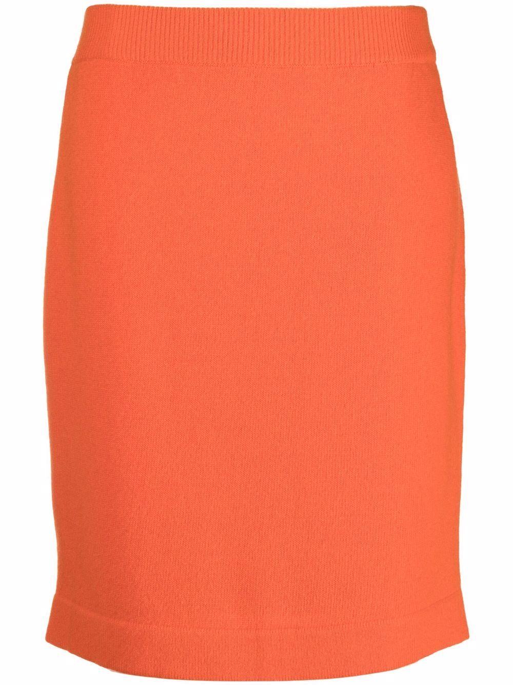 1980s high-waisted cashmere knitted skirt - Orange