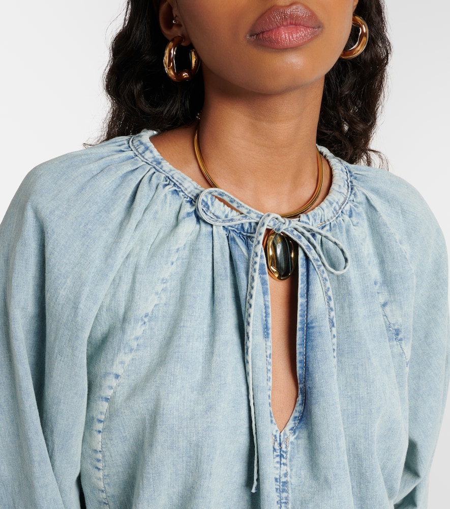 Cotton and linen denim top