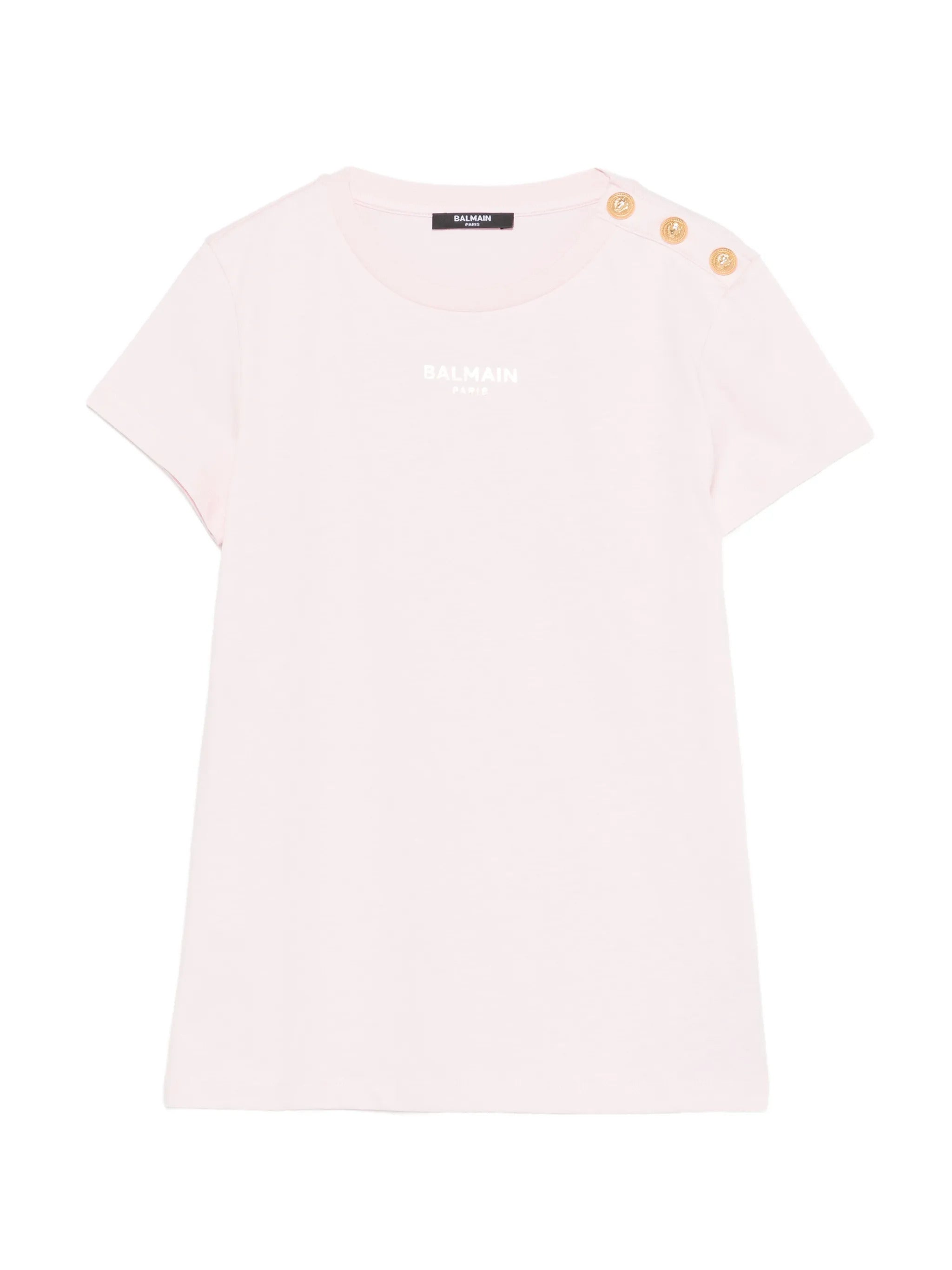 Mini Decorative Neck T-Shirt with Gold Buttons