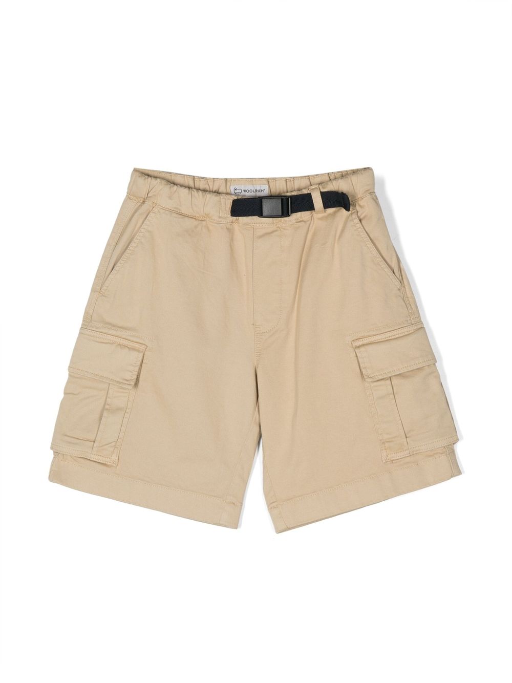Logo-detail cotton shorts - Neutrals