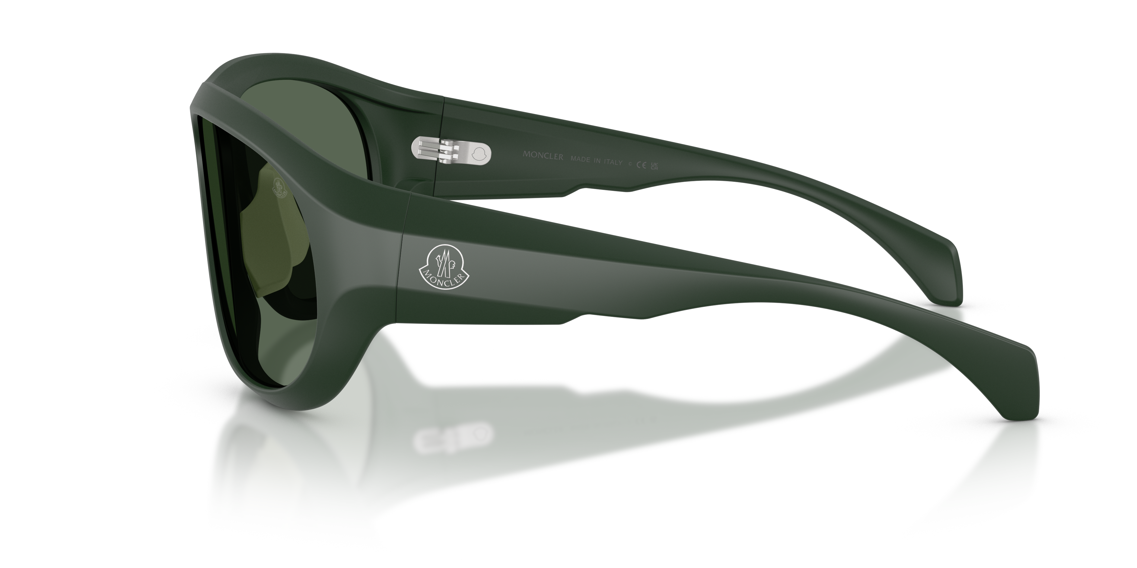 Moncler Unisex Moncler ME8013 BLEACHER 502971 Sunglasses Injected Green Green Round Norma